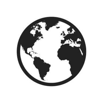 Globe world map vector icon. Round earth flat vector illustration. Planet bus Stock Illustration