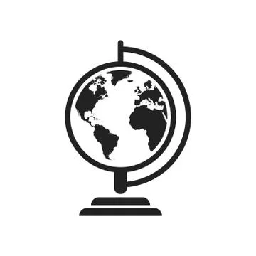 Globe world map vector icon. Round earth flat vector illustration. Planet bus Stock Illustration
