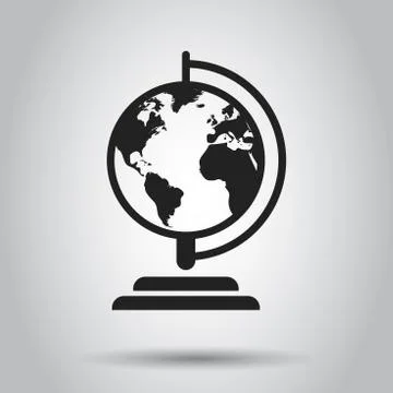 Globe world map vector icon. Round earth flat vector illustration. Planet bus イラスト素材