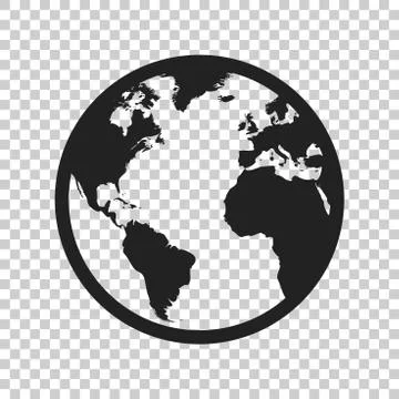 Globe world map vector icon. Round earth flat vector illustration. Planet bus Stock Illustration