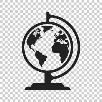 Globe world map vector icon. Round earth flat vector illustration. Planet bus Stock Illustration