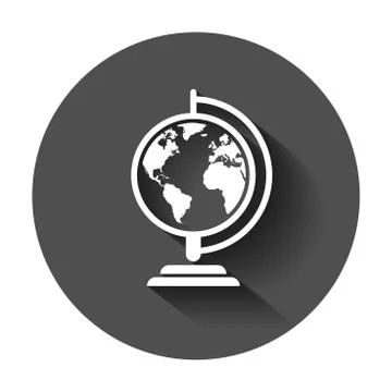 Globe world map vector icon. Round earth flat vector illustration. Planet bus イラスト素材