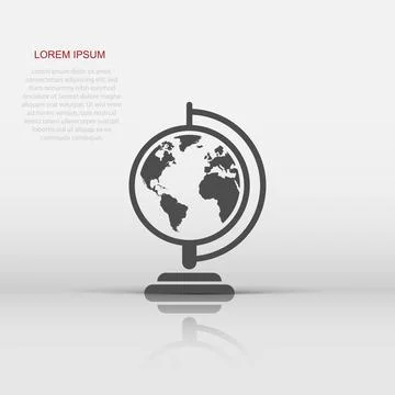 Globe world map vector icon. Round earth flat vector illustration. Planet b.. Stock Illustration