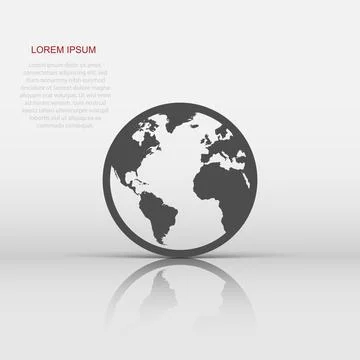 Globe world map vector icon. Round earth flat vector illustration. Planet b.. イラスト素材