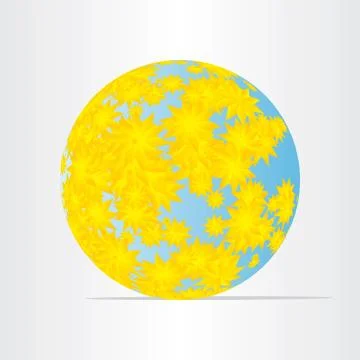 Globe world map with yellow flowers abstract energy earth Stock Illustration