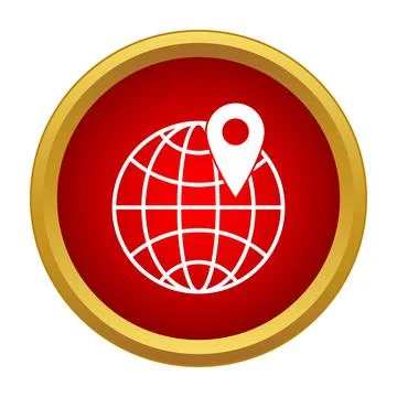 Globe world pin marking location red button Stock Illustration