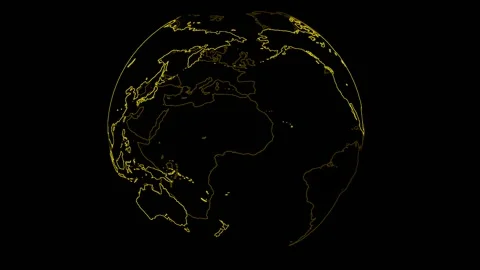 Globe Yellow Outline 库存影片 144661687