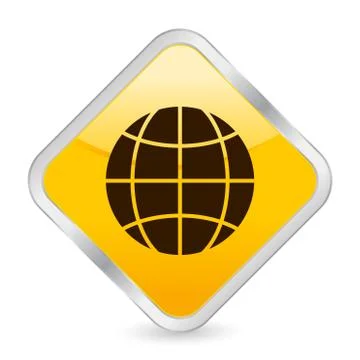 Globe yellow square icon Illustrazione stock