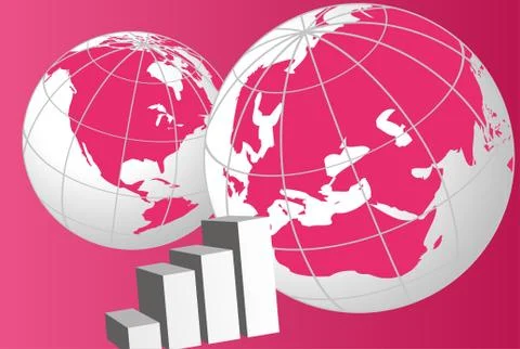 Globes and  Graphic Chart 스톡 일러스트