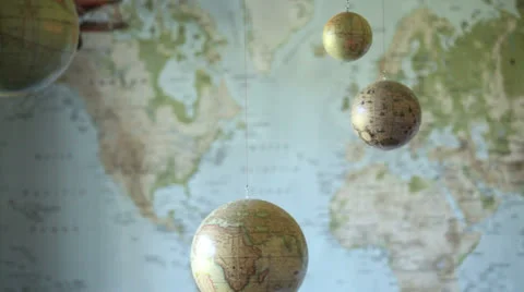 Globes and map Stock Footage 22920995
