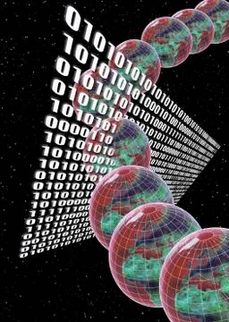 Globes - Binary Numbers - Space Illustrazione stock