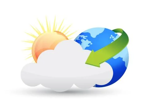 Globes clouds and sun Stock Illustration