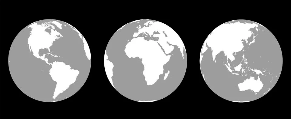 Globes Greyscale Stock Illustration
