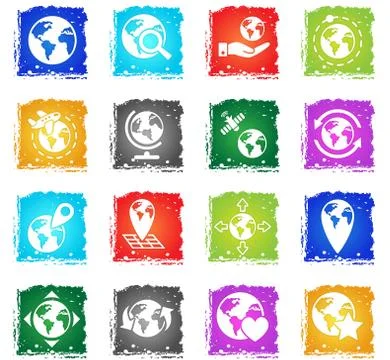 Globes icon set Stock Illustration