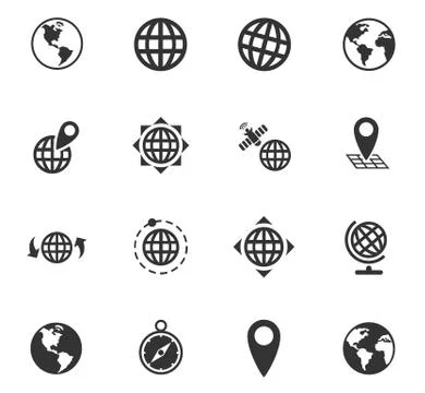 Globes icon set Stock Illustration