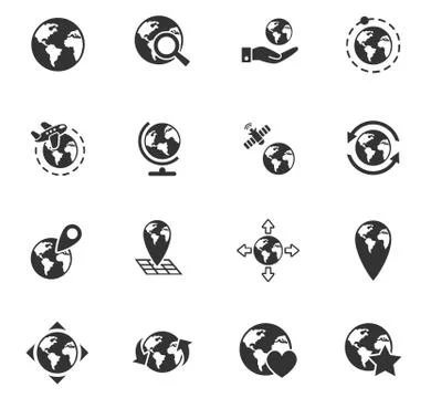 Globes icon set Stock Illustration