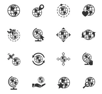 Globes icon set Stock Illustration