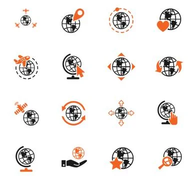 Globes icon set Stock Illustration
