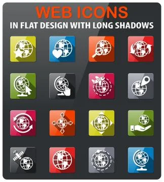 Globes icon set Stock Illustration