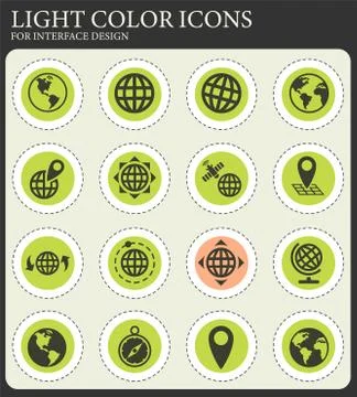 Globes icon set Stock Illustration