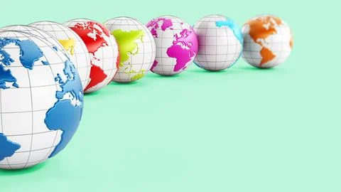 Globes isolated green background. 3D illustration Stock Illustration