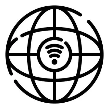 Globus and 5G network icon, outline style Illustrazione stock