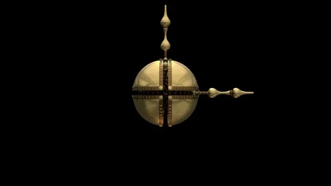 Globus cruciger or 4 dimensional Steampunk Clock Ball. ALPHA MATTE. Stock Footage 90470882