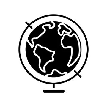 Globus icon, vector illustration, black sign on isolated background Stock Illustration