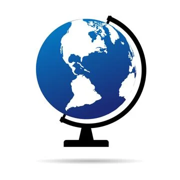 Globus map icon, Earth globe symbol, travel to world, plated for web, logo, w Stock Illustration