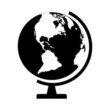 Globus map icon, Earth globe symbol, travel to world, plated for web, logo, w Stock Illustration