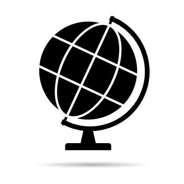 Globus map icon, Earth globe symbol, travel to world, plated for web, logo, w Stock Illustration