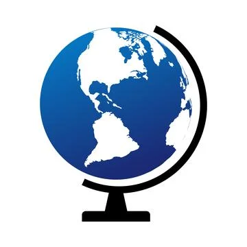 Globus map icon, Earth globe symbol, travel to world, plated for web, logo, w Stock Illustration