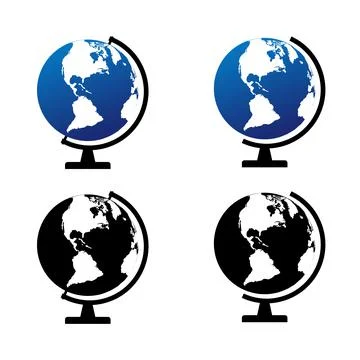Globus map icon, Earth globe symbol, travel to world, plated for web, logo, w Stock Illustration