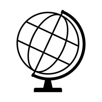Globus map icon, Earth globe symbol, travel to world, plated for web, logo, w Stock Illustration
