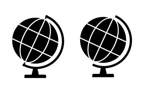 Globus map icon, Earth globe symbol, travel to world, plated for web, logo, w Stock Illustration