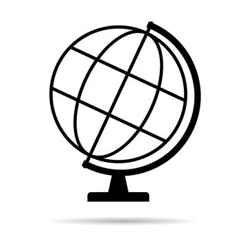 Globus map icon, Earth globe symbol, travel to world, plated for web, logo, w Stock Illustration