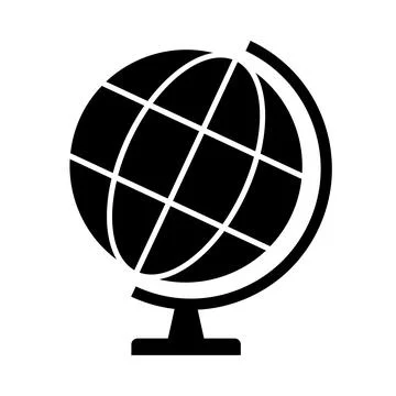 Globus map icon, Earth globe symbol, travel to world, plated for web, logo, w Stock Illustration