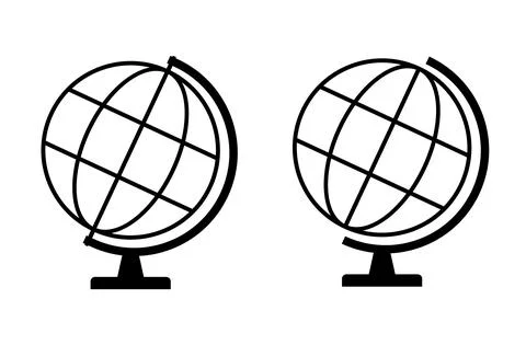 Globus map icon, Earth globe symbol, travel to world, plated for web, logo, w Stock Illustration