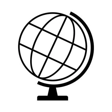 Globus map icon, Earth globe symbol, travel to world, plated for web, logo, w Stock Illustration