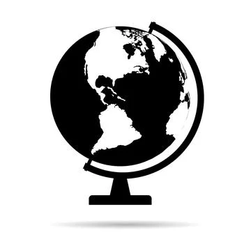 Globus map icon, Earth globe symbol, travel to world, plated for web, logo, w Stock Illustration