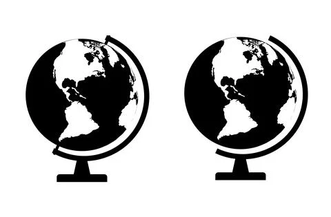 Globus map icon, Earth globe symbol, travel to world, plated for web, logo, w Stock Illustration