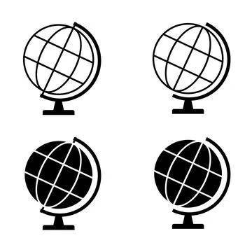 Globus map icon, Earth globe symbol, travel to world, plated for web, logo, w Stock Illustration
