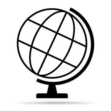 Globus map shadow icon, Earth sign globe symbol, website design concept vecto Stock Illustration