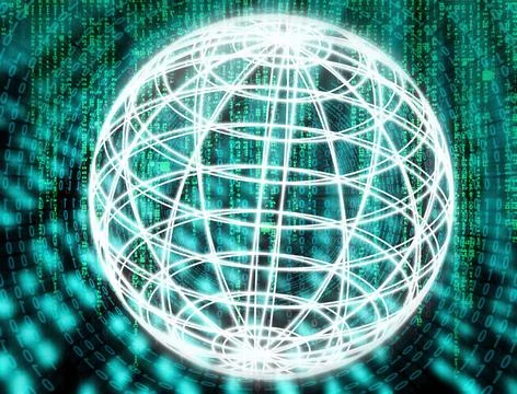 Globus und Matrix Globus mit Matrix und abstraktem technischen Hintergrund... 写真素材