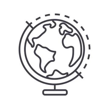 Globus vector line icon, sign, illustration on background, editable strokes Stock Illustration