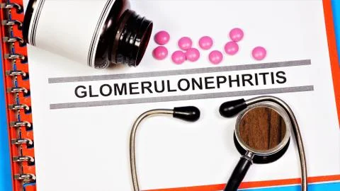 Glomerulonephritis. Text label to indicate the state of health. Stock-Fotos