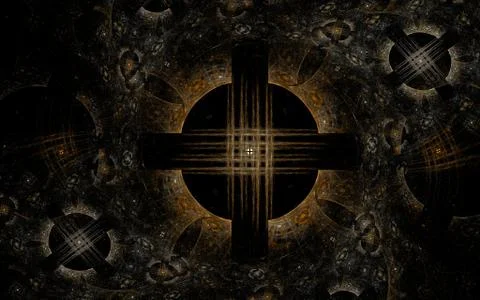 A gloomy abstract background image in a Gothic style consisting of circles Stock Illustration