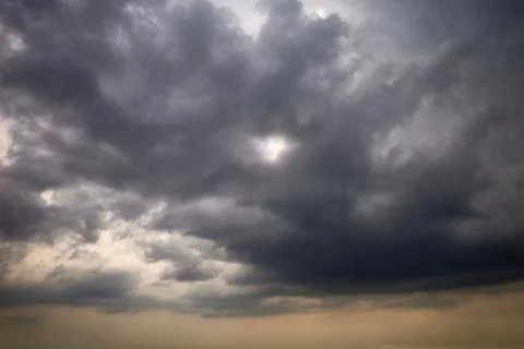 Gloomy clouds in the infernal sky Stock Photos
