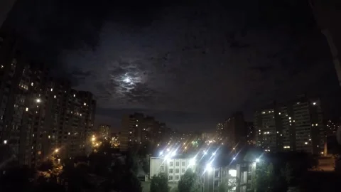 Gloomy Evening View Above High Rise Buildings Vídeos de archivo 346206841