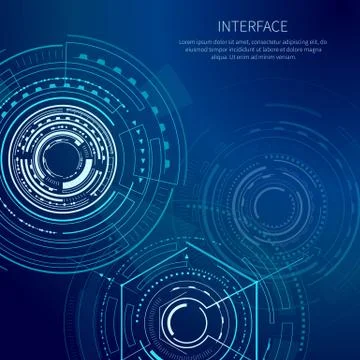 Gloomy Interface with Lot of Geometric Shapes Stock Illustration